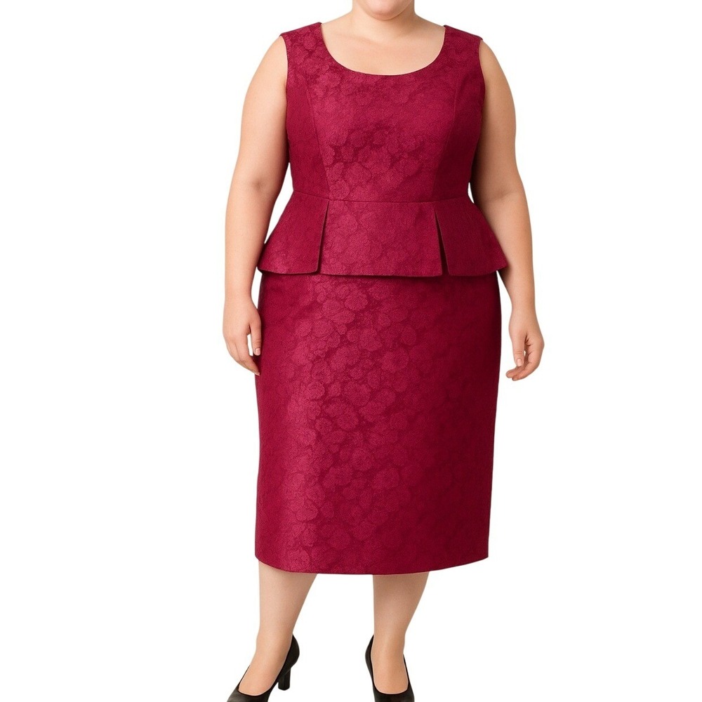 Vintage 50s Anne Carter Beckendorf Bros Brocade Floral Satin Dress Formal Sheath